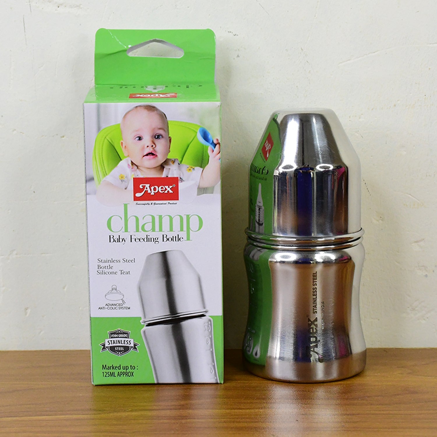 Apex Premium Stainless Steel Baby Feeding Bottle (125 ML / 1 Pc) Apex Premium Stainless Steel Baby Feeding Bottle (125 ML / 1 Pc)